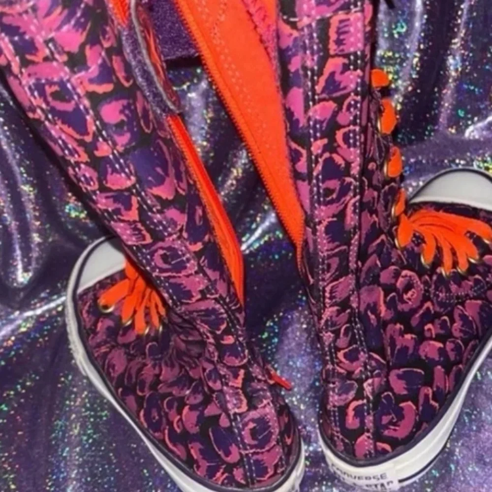 Rare Kids Leopard Print Neon Converse